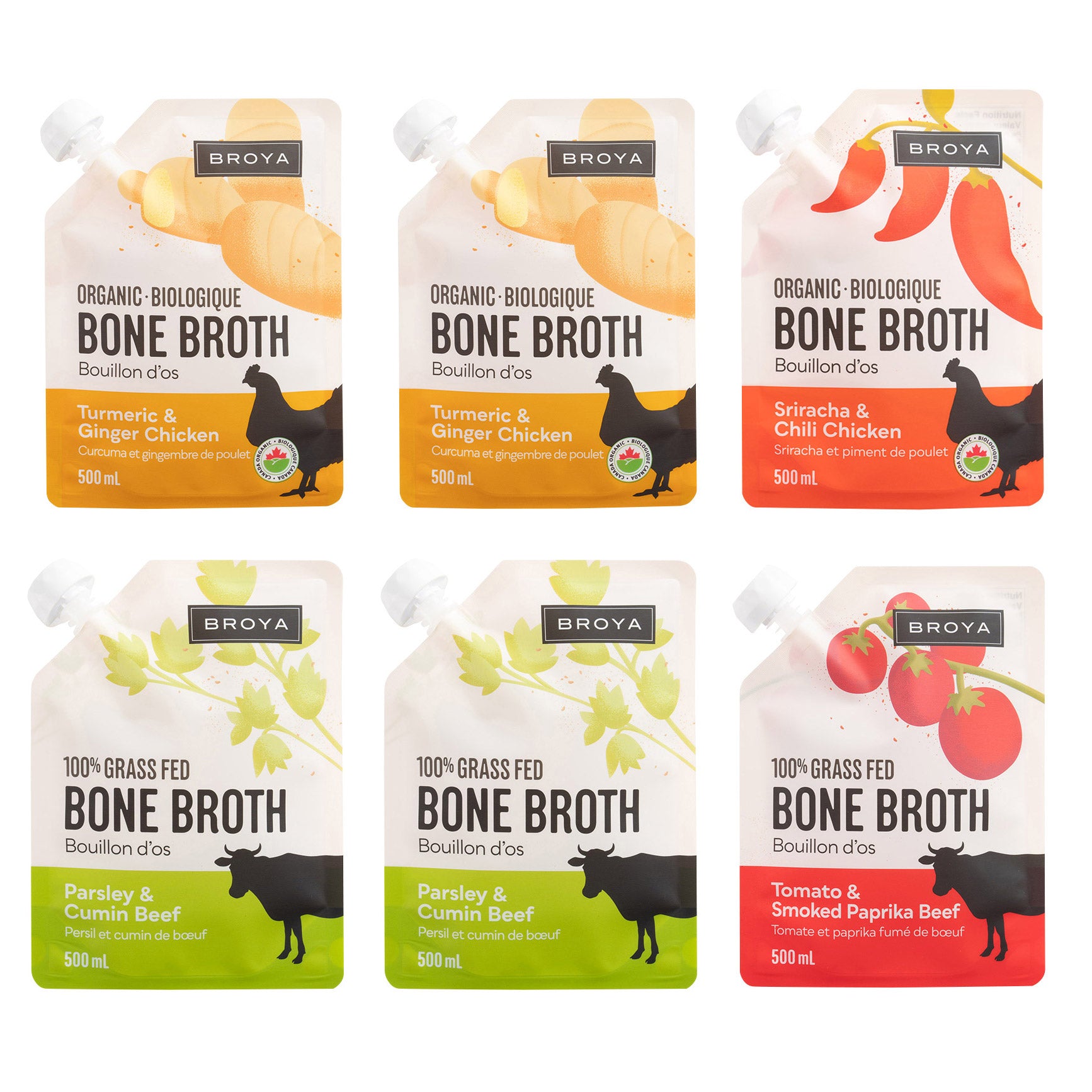 Broya Bone Broth Variety Pack, 6 × 500 mL - image 1