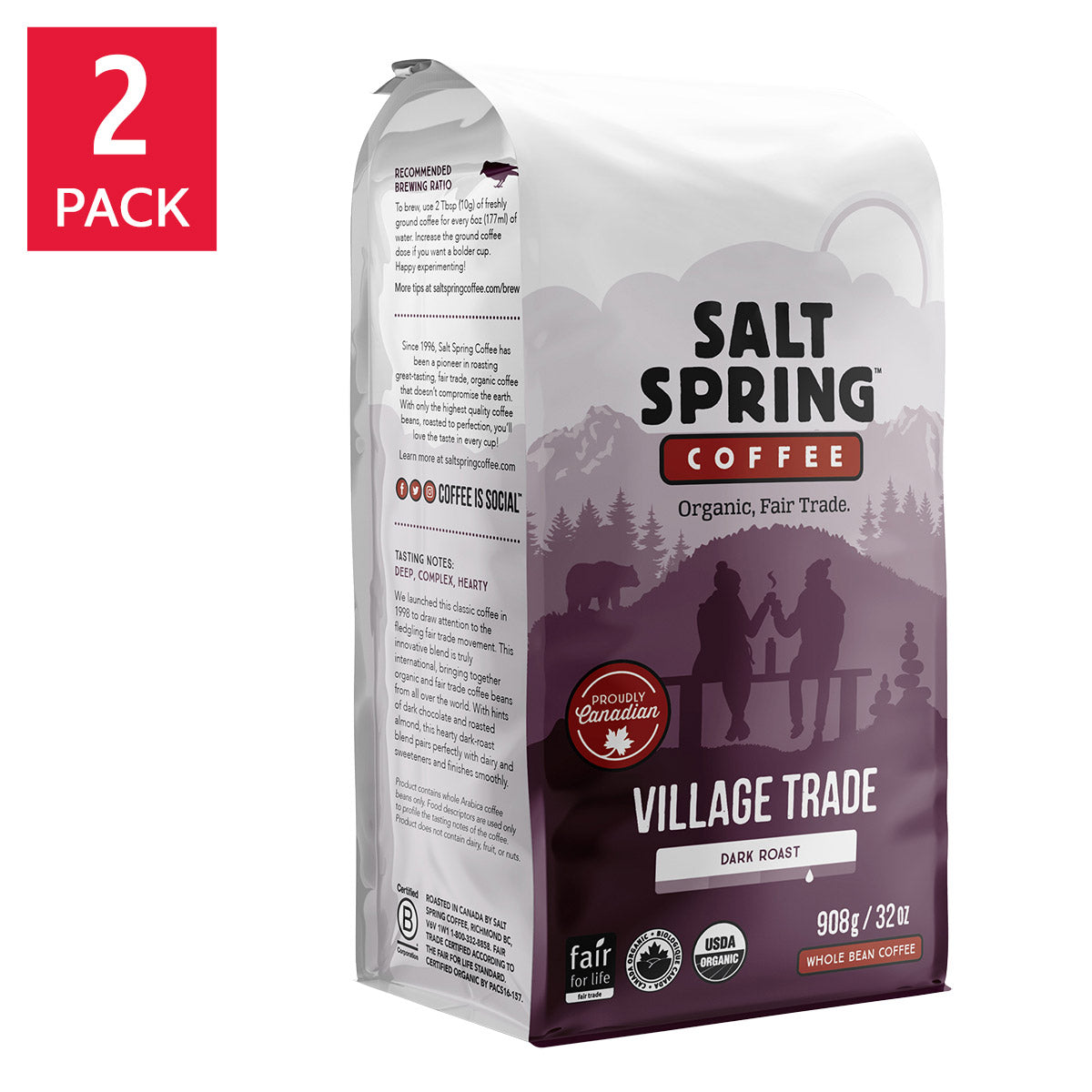 Salt Spring Village Trade Dark Roast Coffee, 2 × 908 g - image 1
