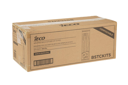 iECO - Individually wrapped 5 piece Birch cutlery kit , pack of 250 - image 2