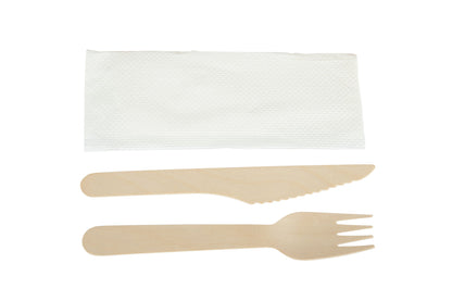 iECO - Individually wrapped 3 piece Birch cutlery kit , pack of 250 - image 1