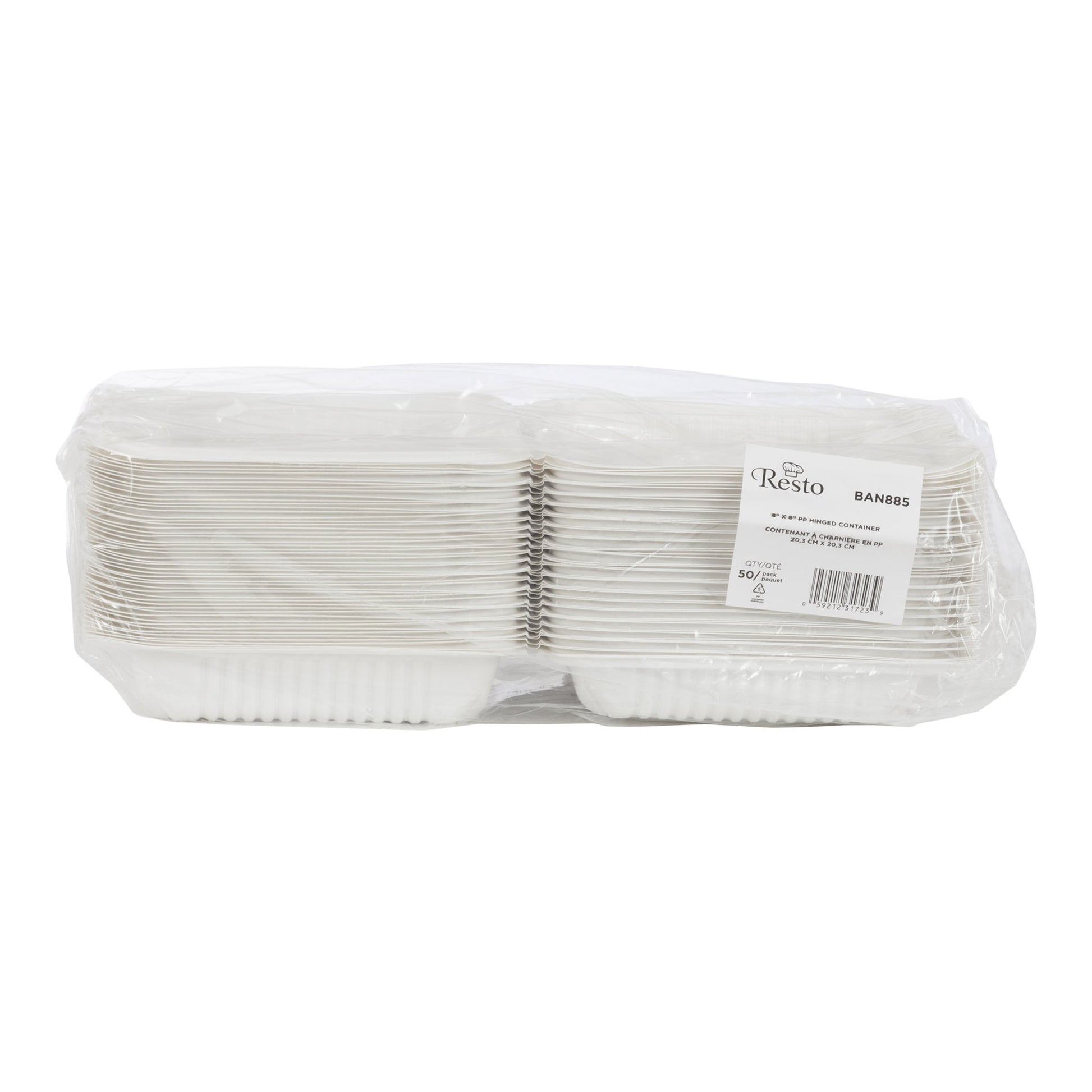 Resto Hinged MFPP Container 8 in × 8 in, Pack of 150 - image 2