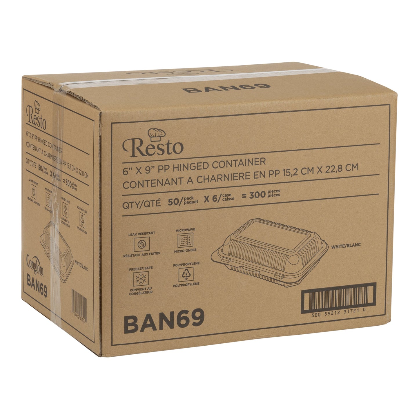 Resto Hinged MFPP Container 6 in × 9 in, Pack of 300 - image 2