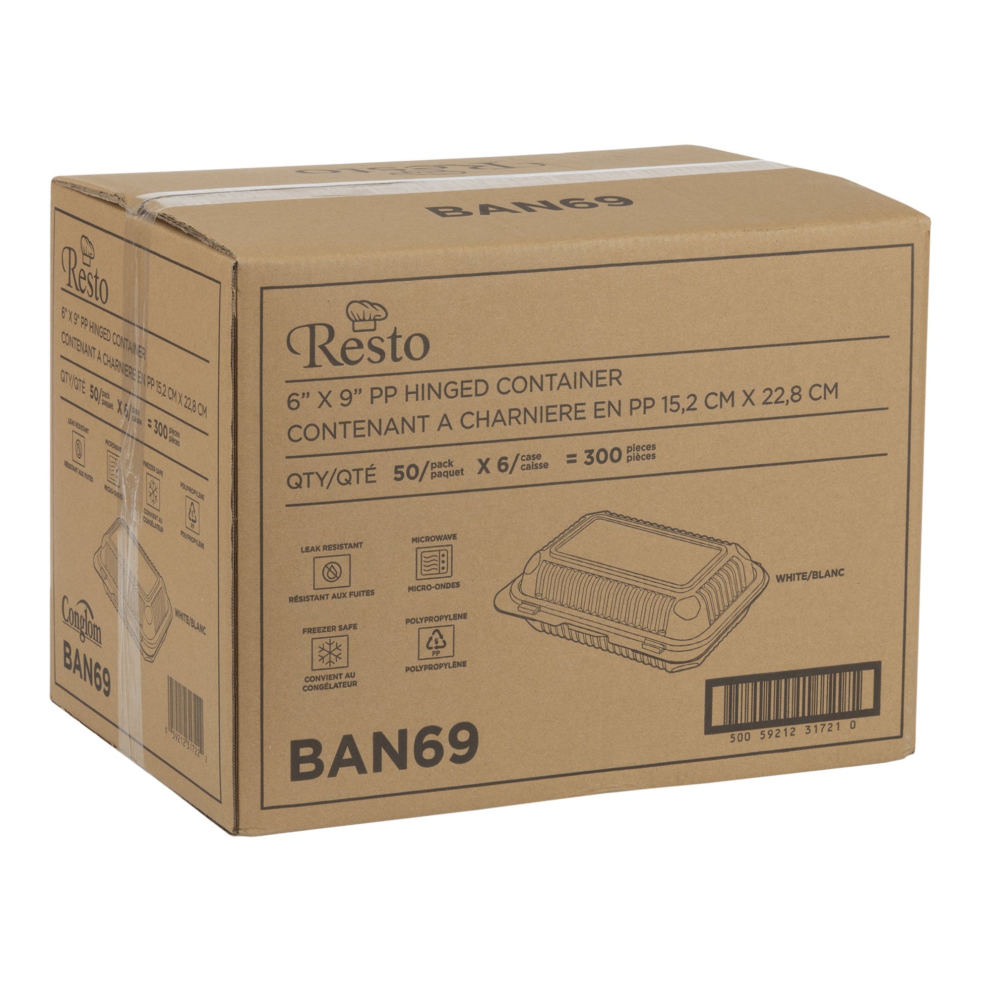 Resto Hinged MFPP Container 6 in × 9 in, Pack of 300 - image 2