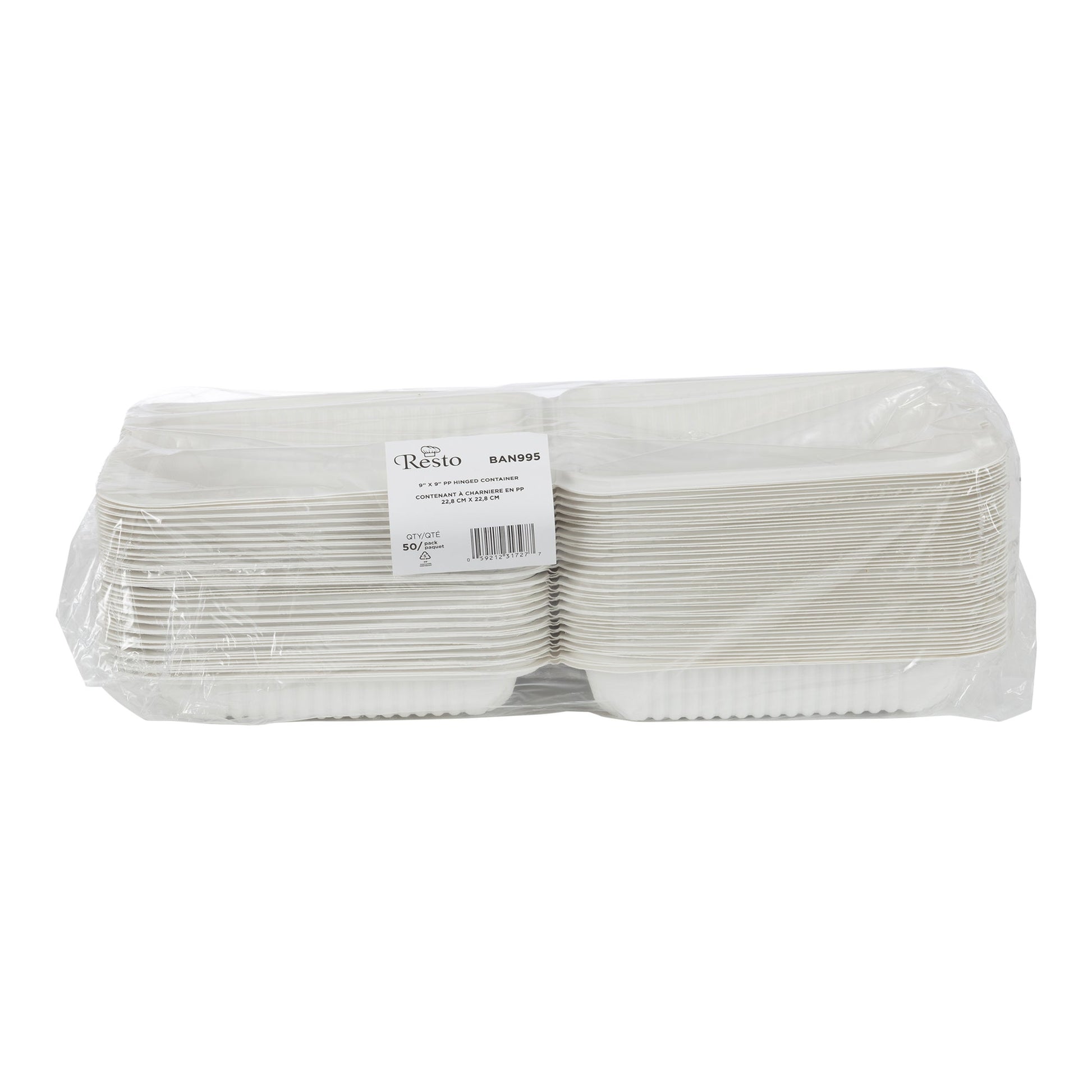 Resto Hinged MFPP Container 9 in × 9 in, Pack of 150 - image 3