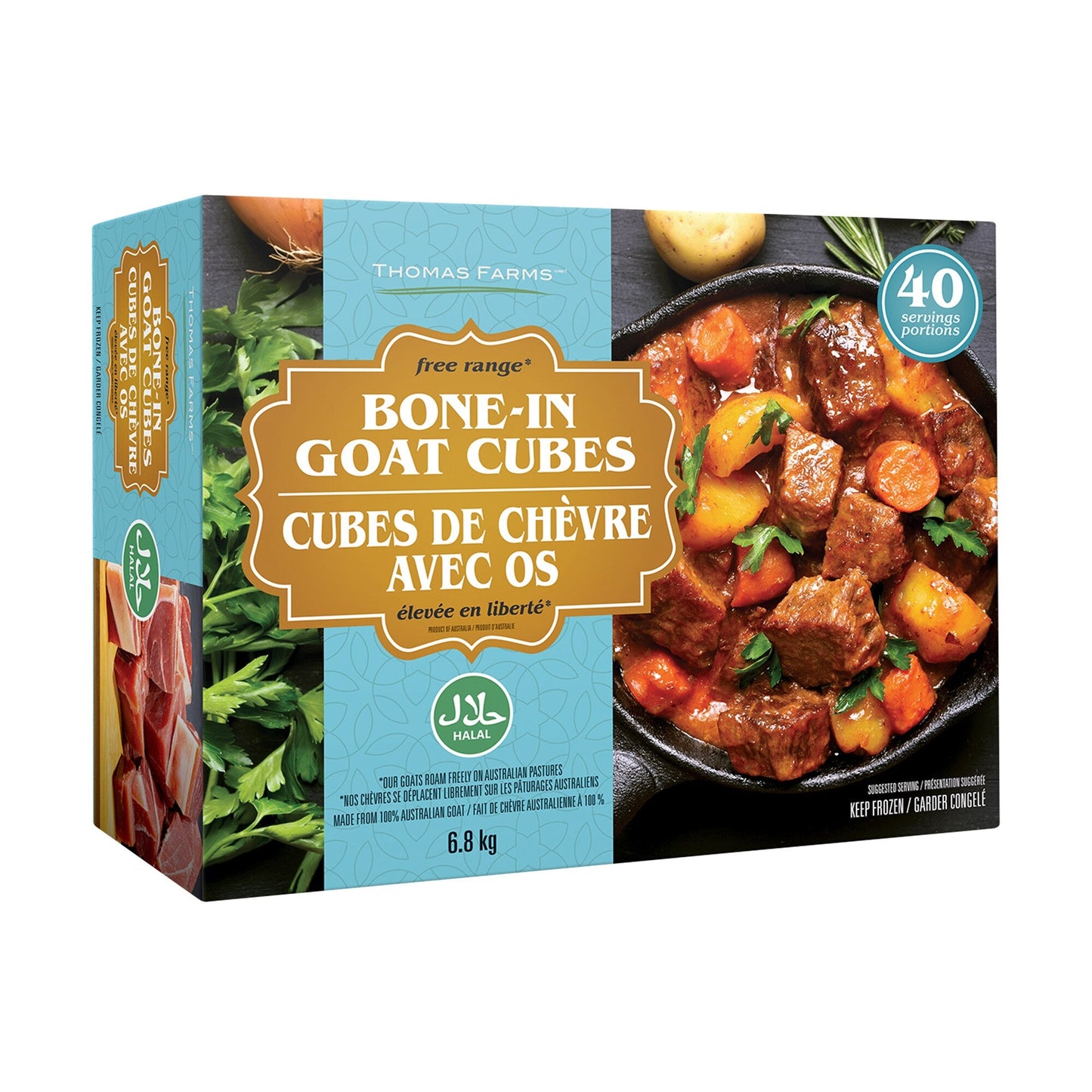 Thomas Farms Bone-in Goat Cubes, 6.8 kg - image 1