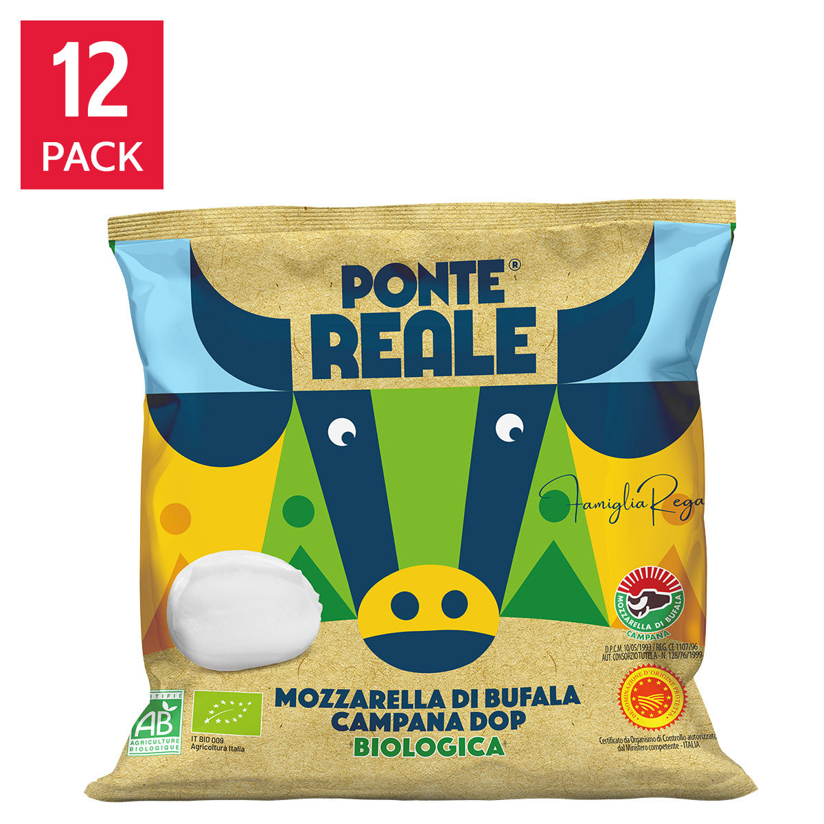 Ponte Reale Organic Buffalo Mozzarella DOP 125 g (4.4 oz) × 12 pack - image 1