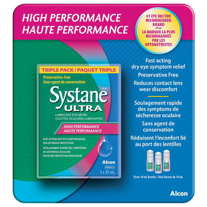 Systane Ultra Lubricant Eye Drops, Preservative Free, 3 x 10 mL Bottles - image 1