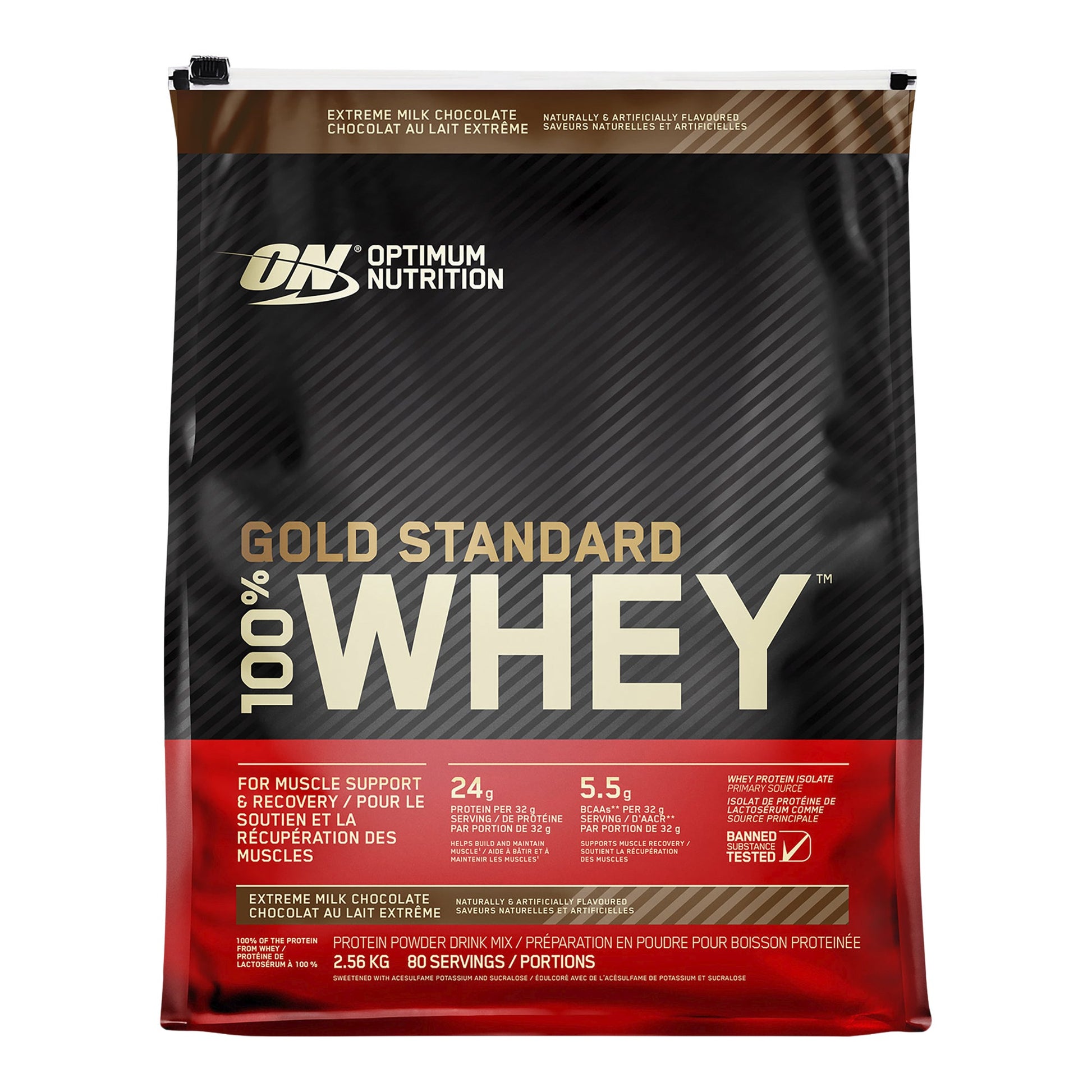 Optimum Nutrition Gold Standard 100% Whey Protein, Extreme Chocolate Shake, 2.56 kg - image 1