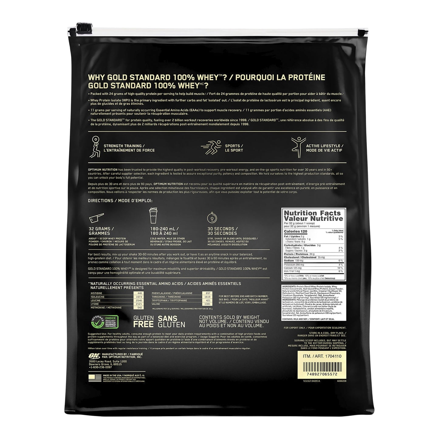 Optimum Nutrition Gold Standard 100% Whey Protein, Extreme Chocolate Shake, 2.56 kg - image 2
