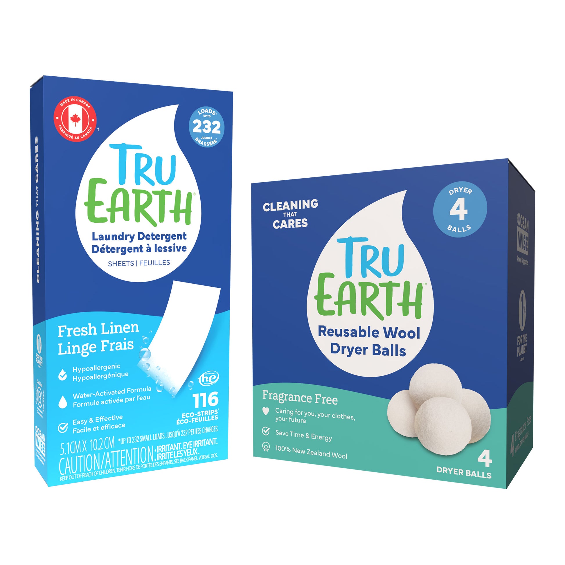 Tru Earth Eco-Strips Laundry Detergent 116-count and 4-pack Dryer Balls Bundle - image 1