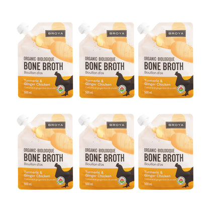 Broya Organic Bone Broth Turmeric & Ginger Chicken, 6 × 500 mL - image 1