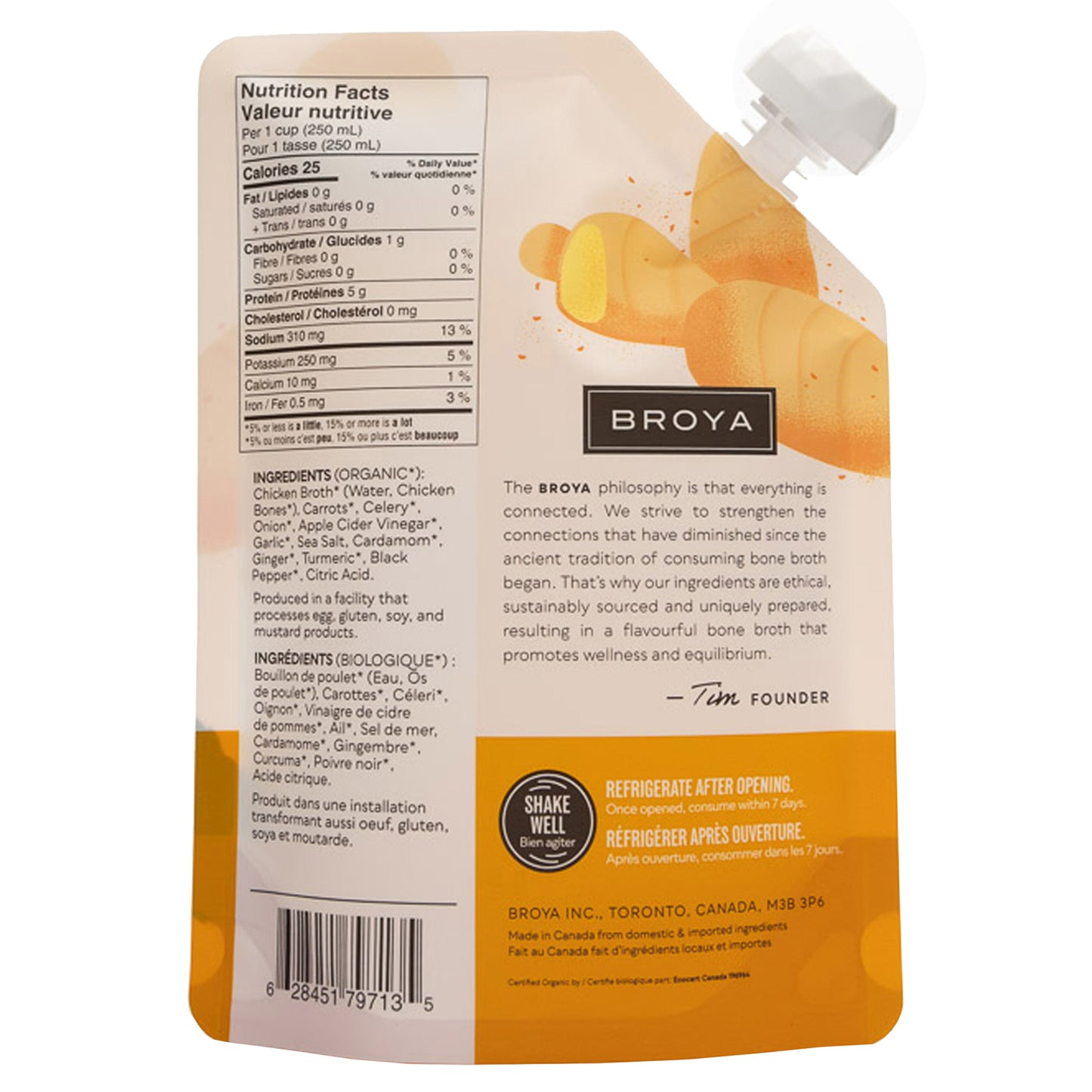 Broya Organic Bone Broth Turmeric & Ginger Chicken, 6 × 500 mL - image 2