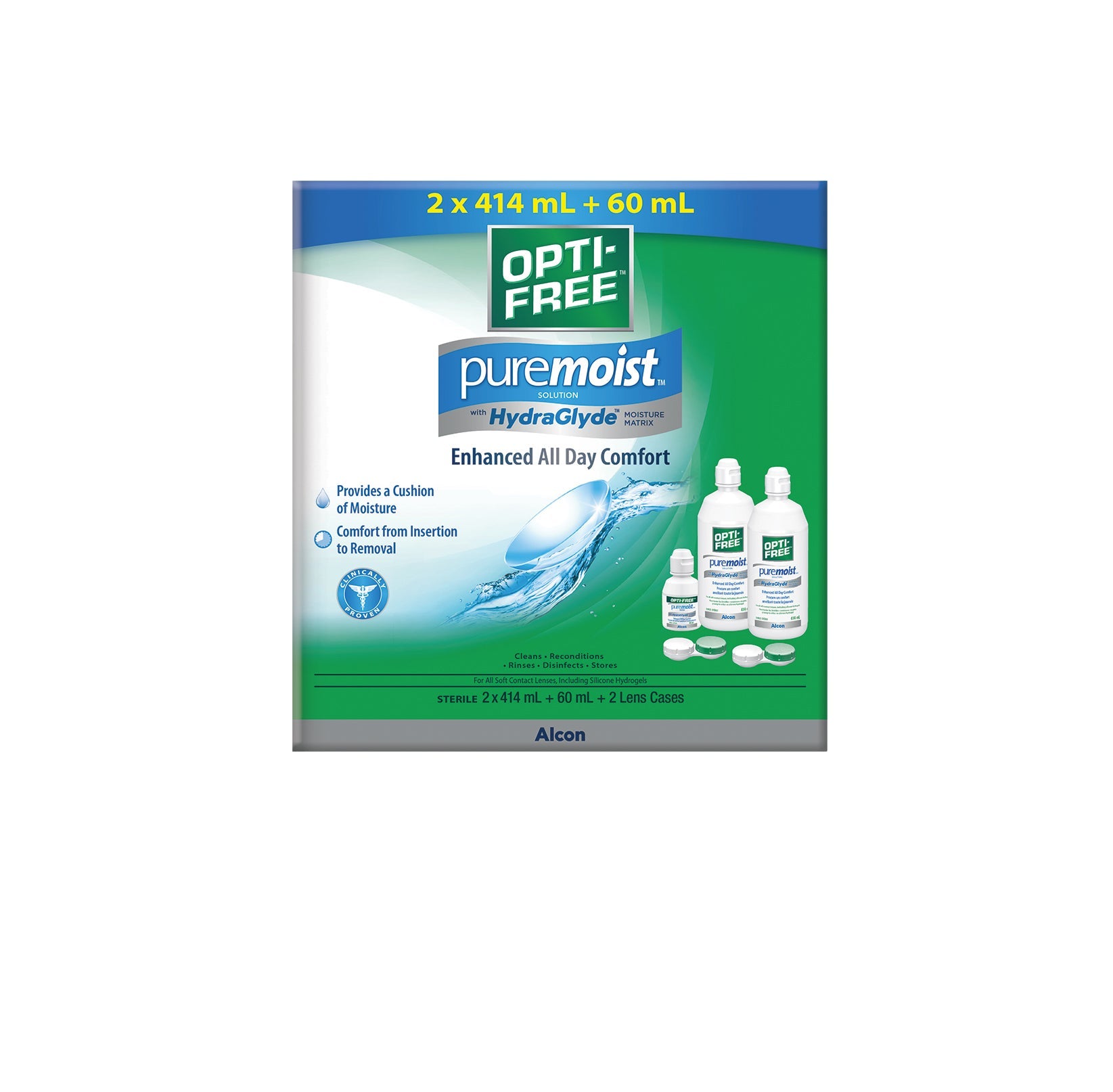 Opti-Free PureMoist Contact Lens Solution, 2 x 414 mL + 60 mL - image 1