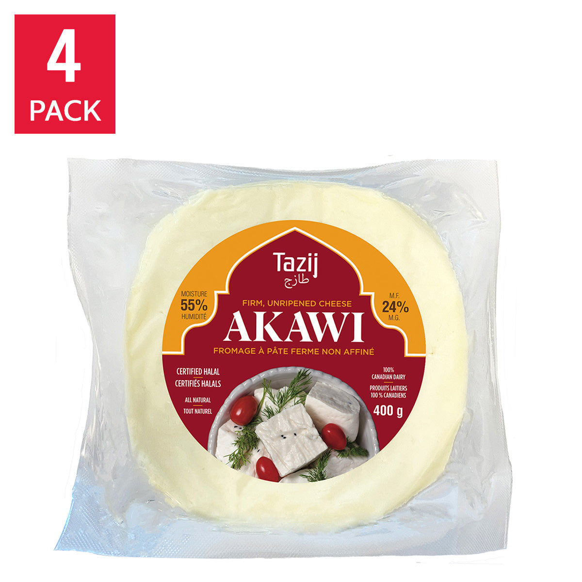 Tazij Fresh Akawi Cheese 400 g (14.1 oz) × 4 pack - image 1