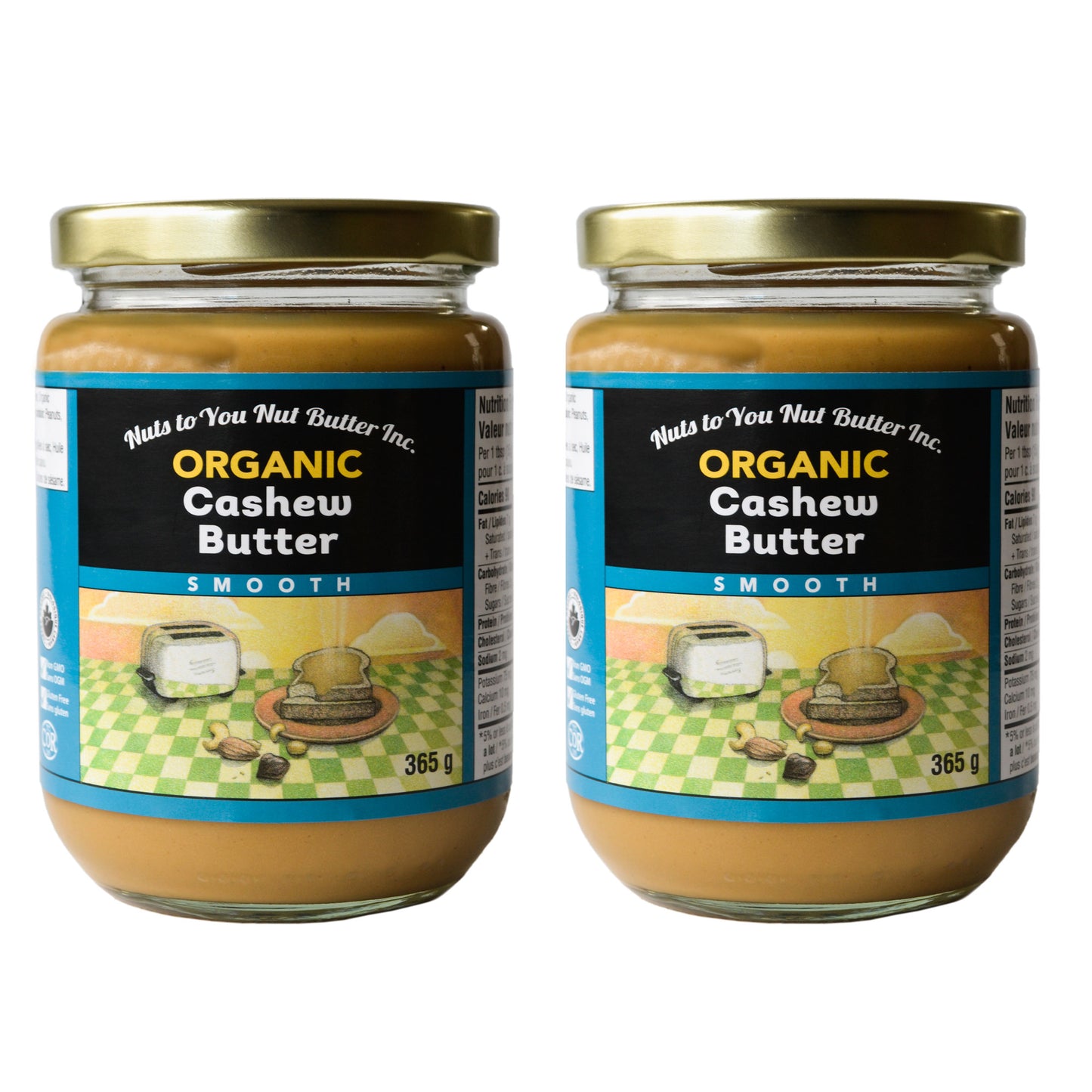 Nuts To You Nut Butter Organic Smooth Cashew Butter, 2 × 365 g - image 1