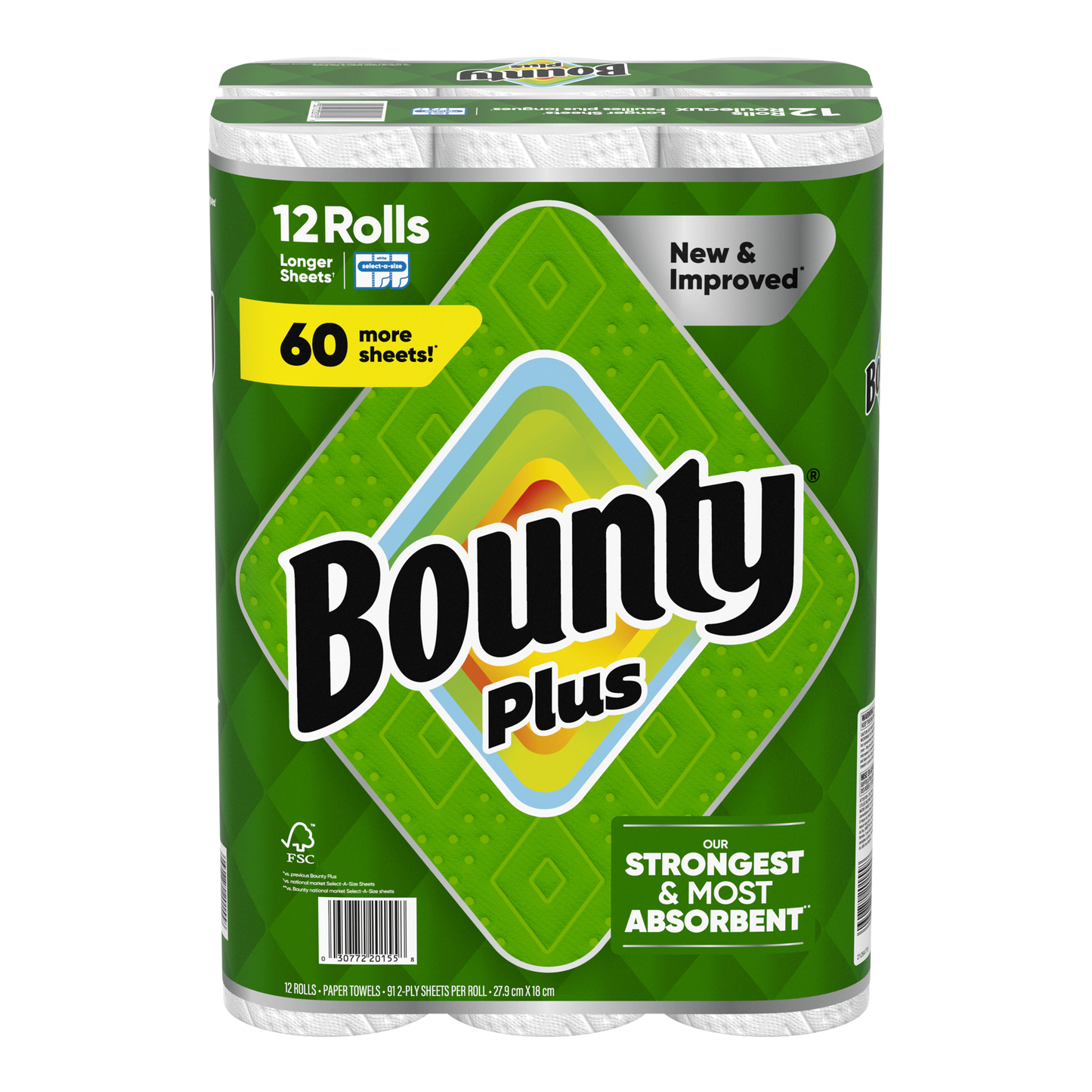 Bounty Plus Paper Towel, 12 × 91 Sheets - image 1