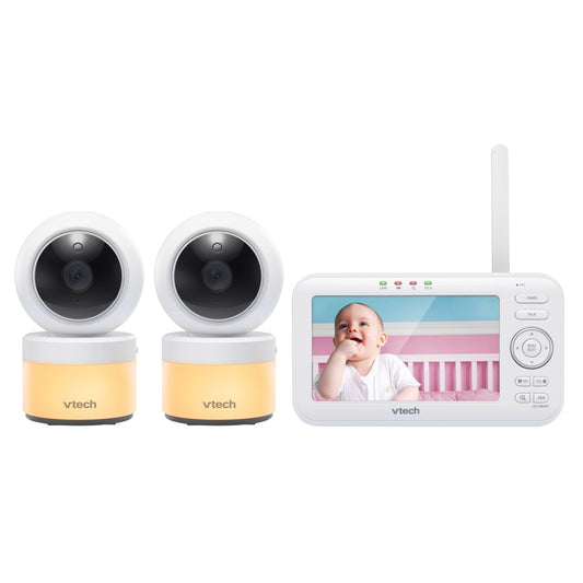VTech 2 Camera 5” Video Baby Monitor with Pan & Tilt Camera, Night Light - image 1
