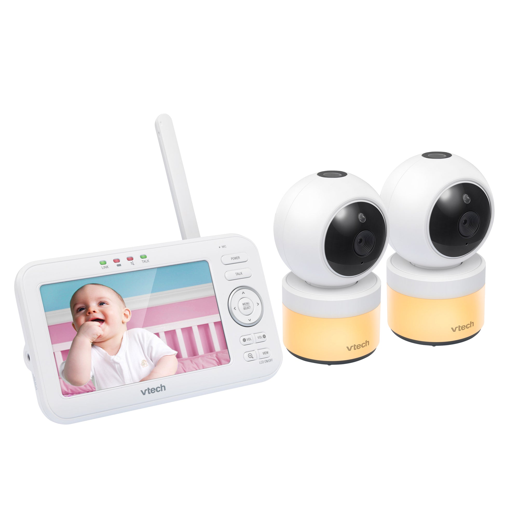 VTech 2 Camera 5” Video Baby Monitor with Pan & Tilt Camera, Night Light - image 2