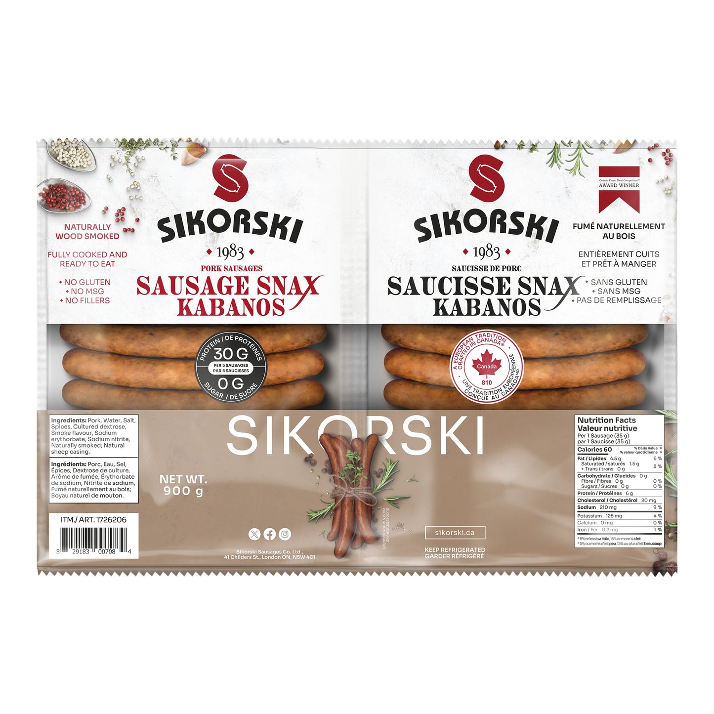 Sikorski Kabanos Sausage Snax, 2 x 450g - image 1