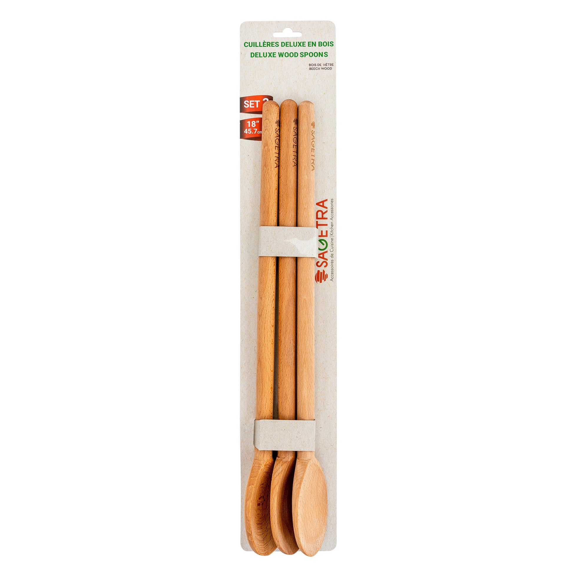 Sagetra Beechwood Spoon 45.72 cm (18 in), Pack of 3 - image 1