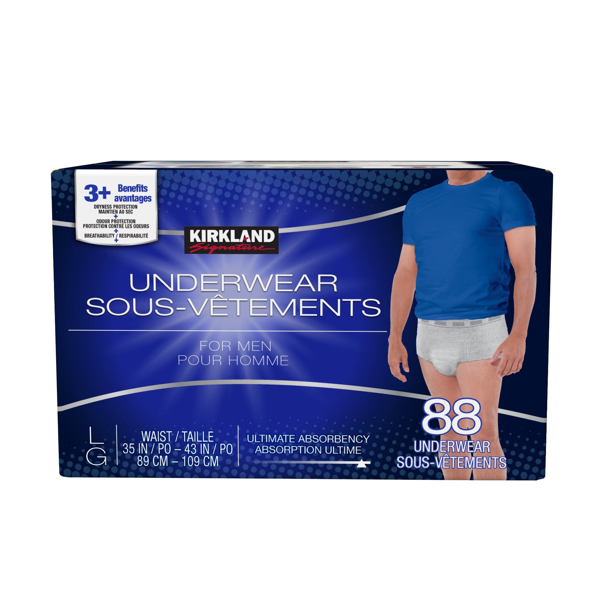 Kirkland Signature Men's Protective Underwear, Large, 88-pack - image 1