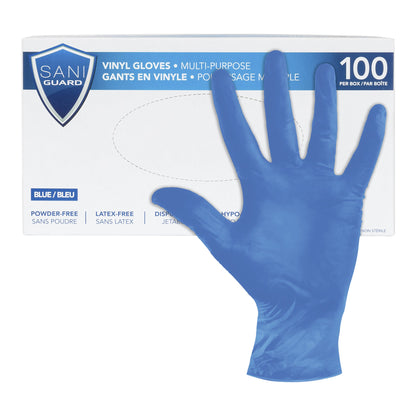 Sani Guard Large Blue Vinyl Gloves, 10 packs of 100 - image 1