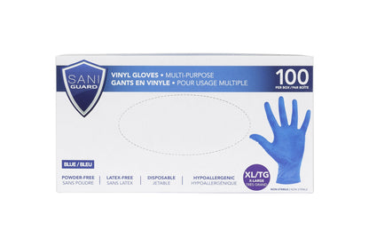 Sani Guard X-Large Blue Vinyl Gloves 10 packs of 100 - image 1
