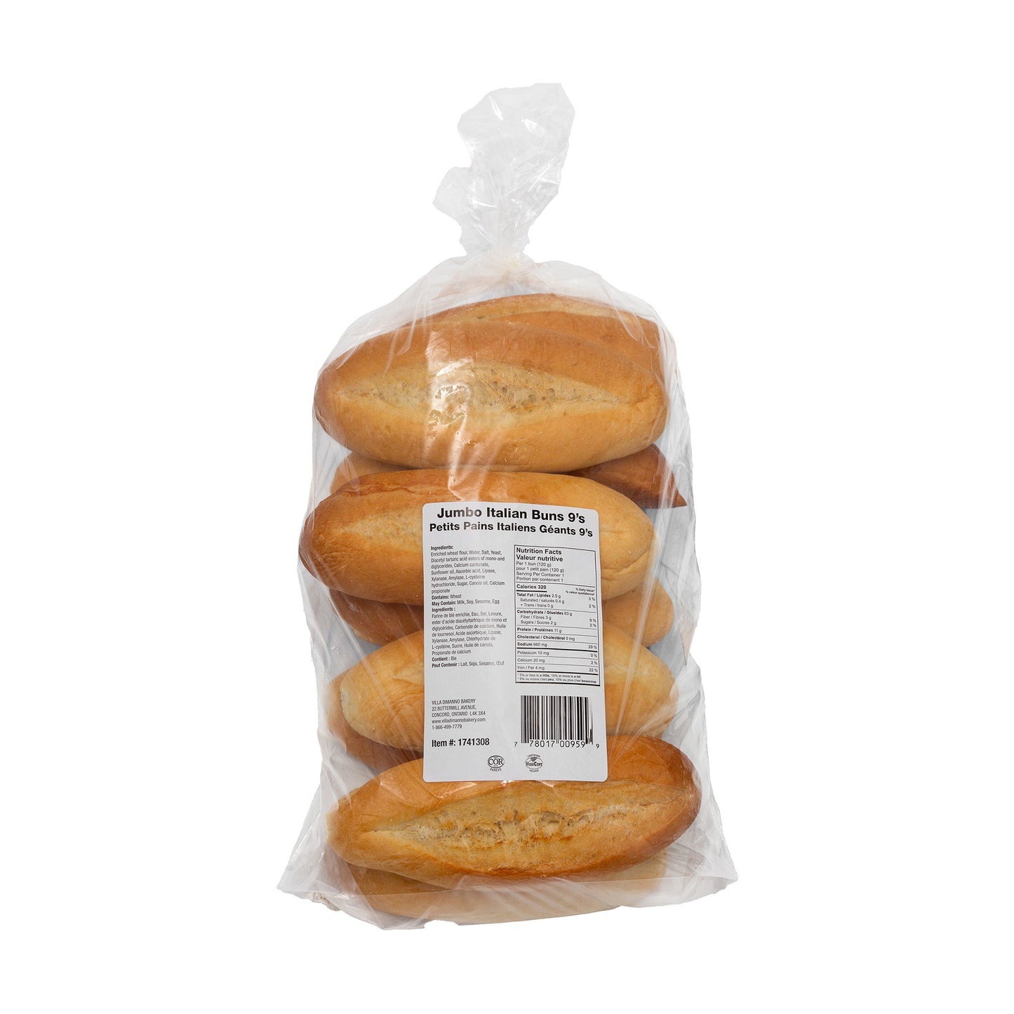 Villa Di Manno Jumbo Italian White Bun, pack of 9 - image 1