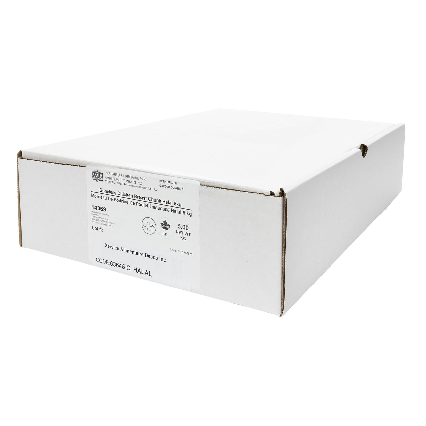 Desco Frozen Halal Chicken Breast Chunk, 5 kg - image 1