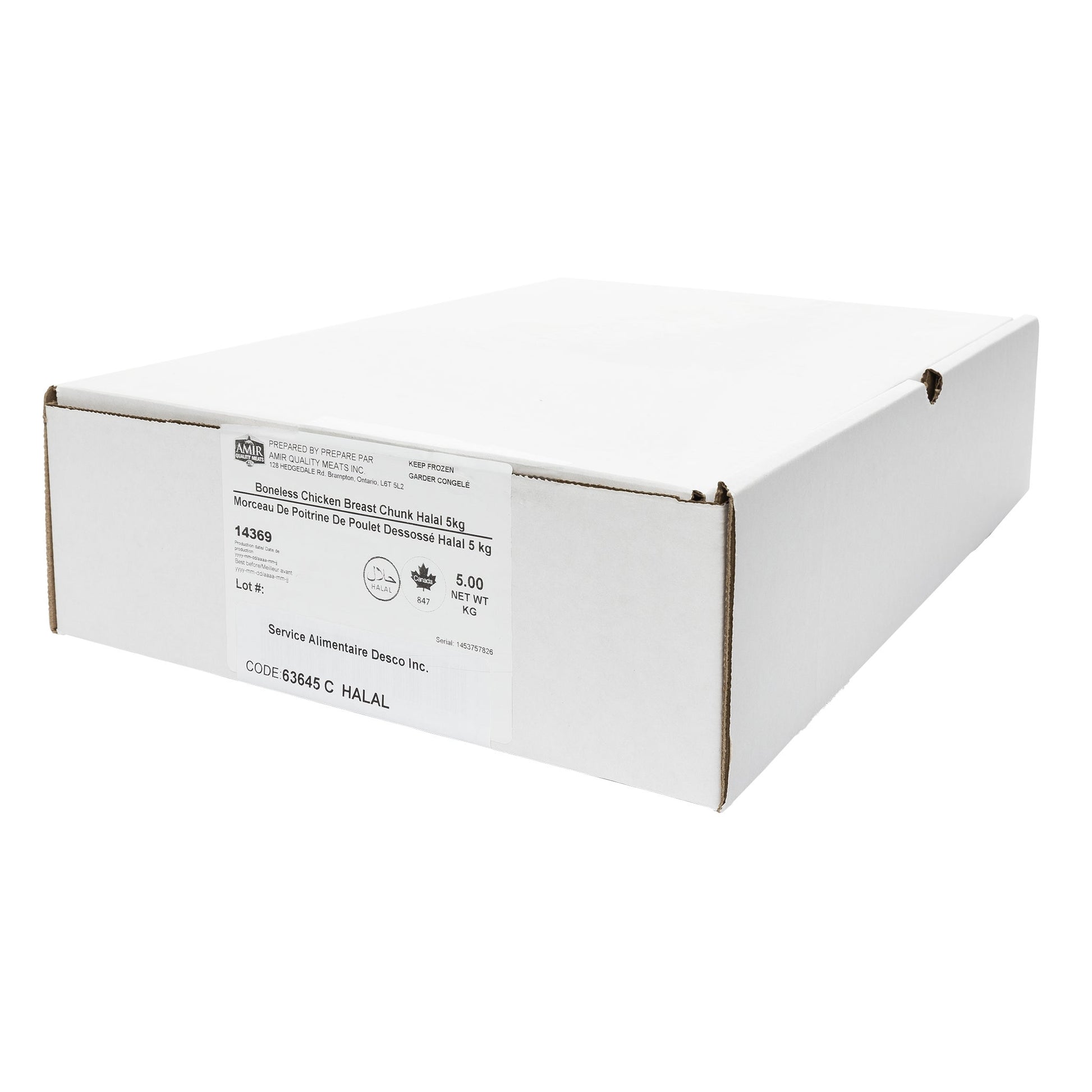 Desco Frozen Halal Chicken Breast Chunk, 5 kg - image 1