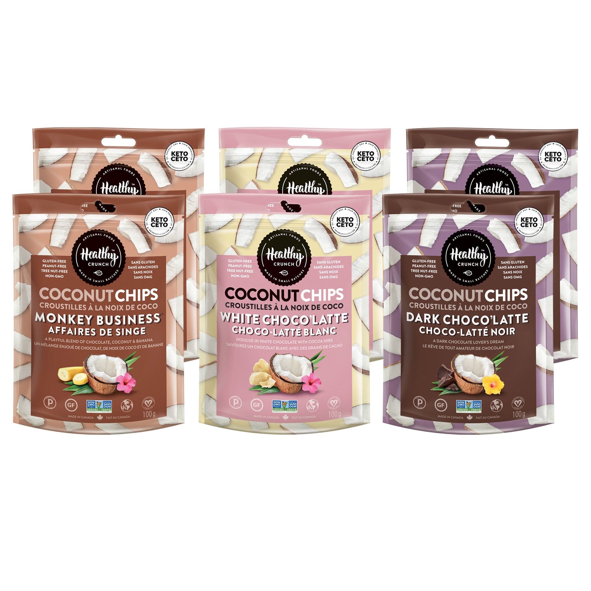 Healthy Crunch Coconut Chips, Variety Pack, 6 × 100 g - image 1