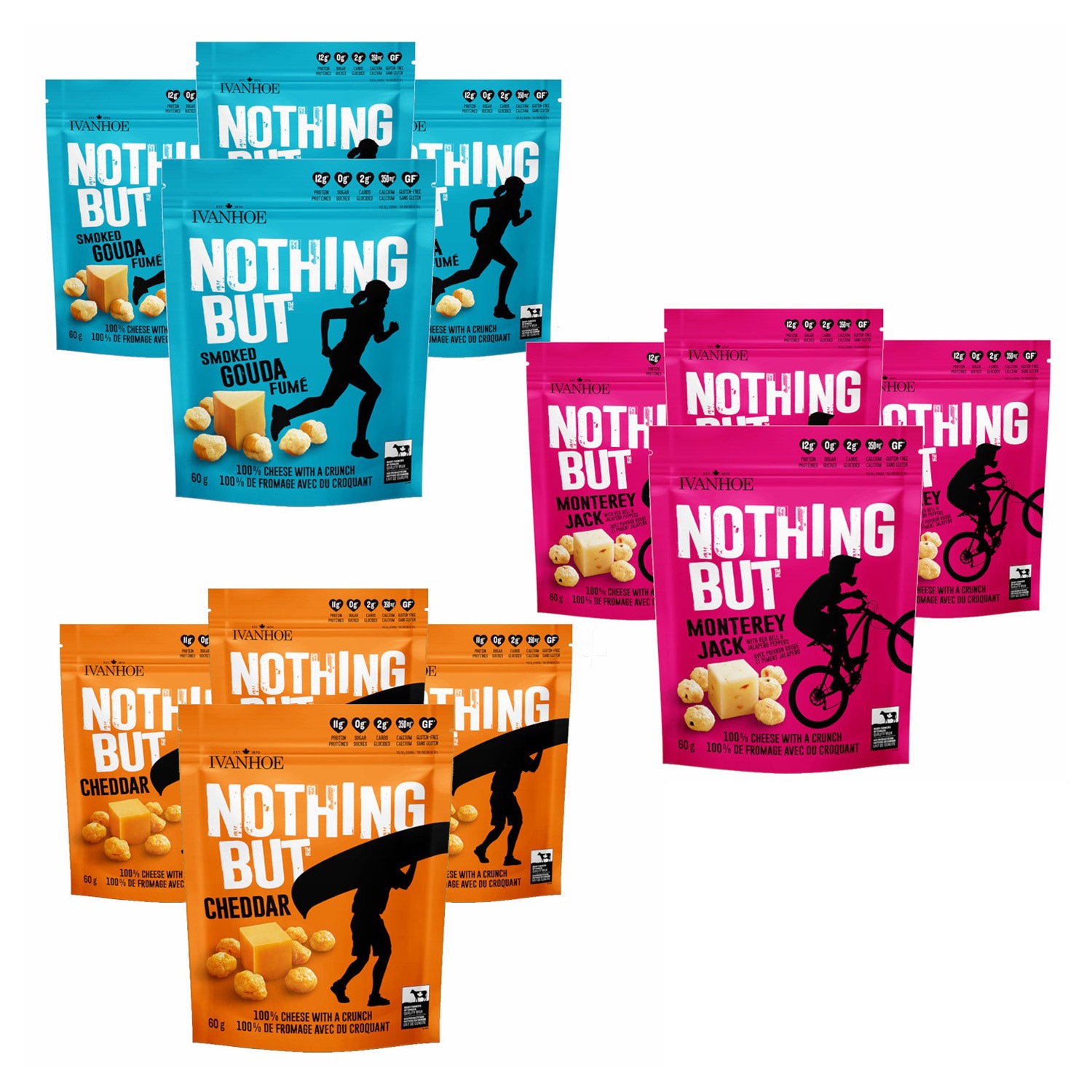 Ivanhoe Nothing But Cheese Snacks, Variety Pack, 12 × 60 g - image 1