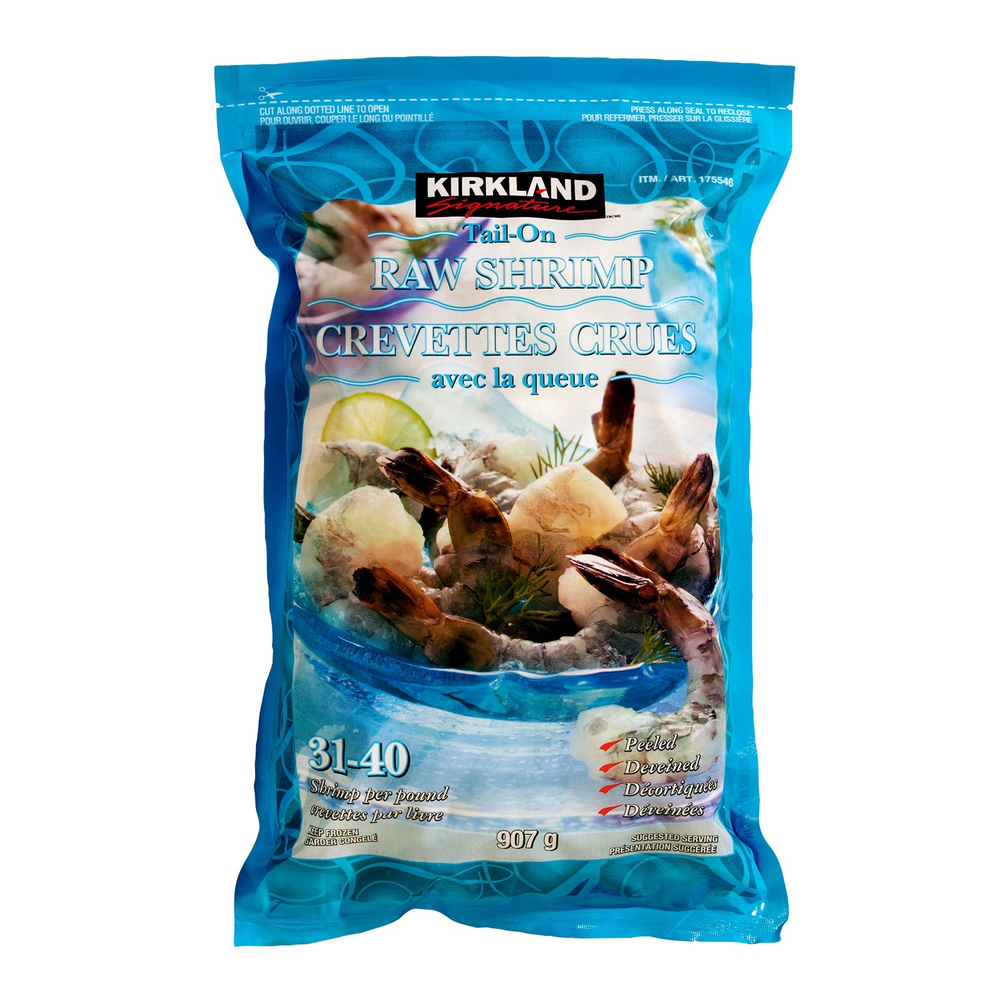 Kirkland Signature Frozen 31-40 Tail-on Raw Shrimp, 907 g - image 2