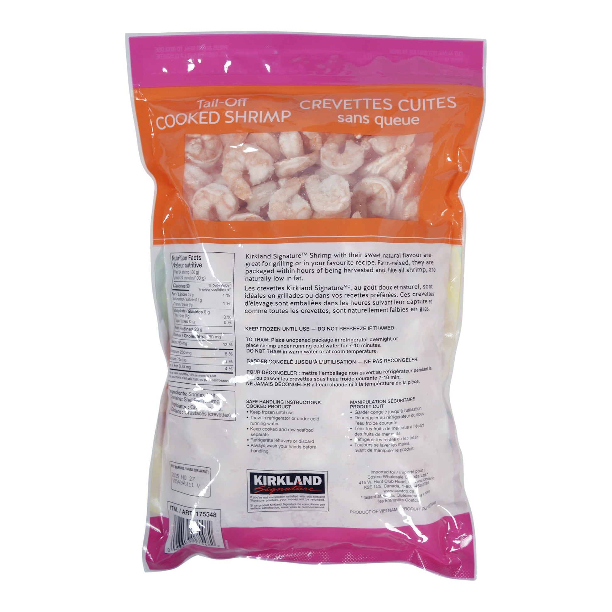 Kirkland Signature Frozen 90-130 Tail-off Cooked Shrimp, 907 g - image 3