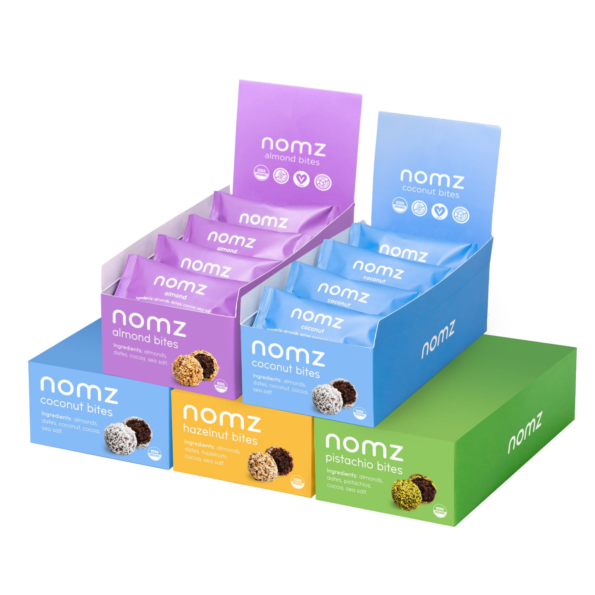 nomz Organic Bites, Assorted Flavours, 60 × 40 g - image 1