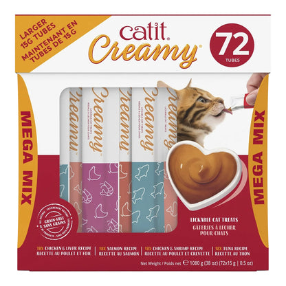 Catit Creamy Lickable Treats, Mega Mix of 72 x 15g Tubes - image 1