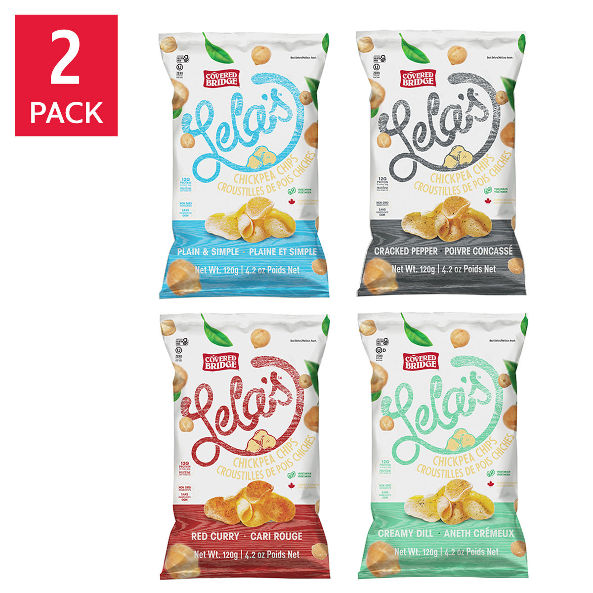 Covered Bridge - Lela's Chickpea Chips, Mixed Pack, 8 × 120 g - image 1
