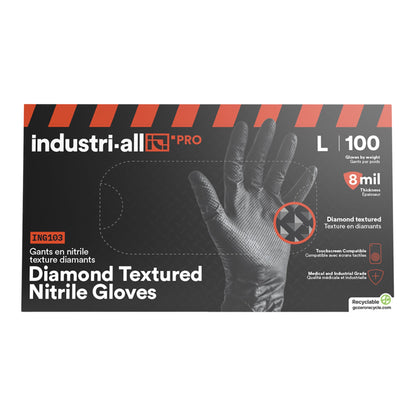 Industri-All Black Nitrile Gloves 8Mil 100 count, Medium Size - image 3