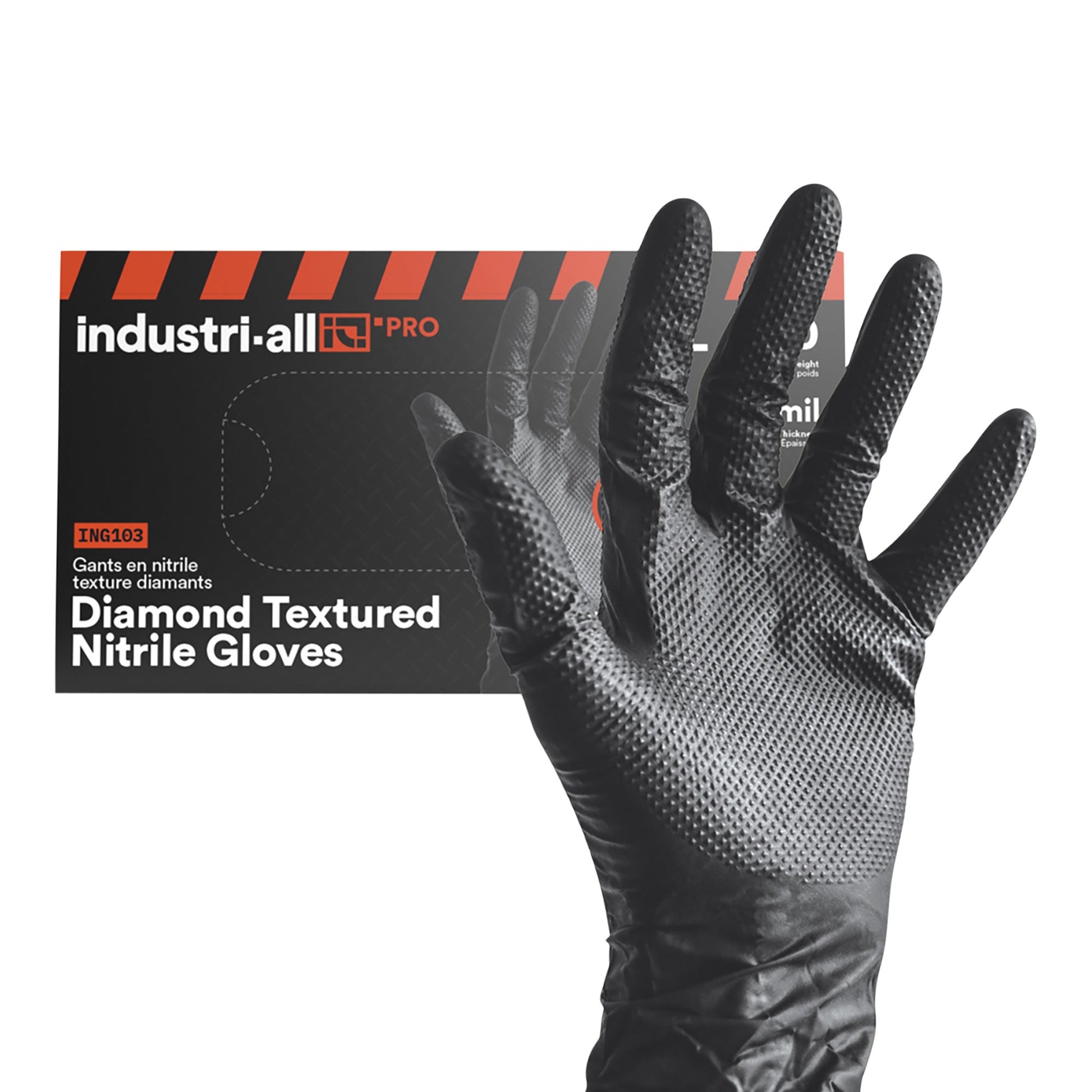 Industri-All Black Nitrile Gloves 8Mil 100 count, Large Size - image 1