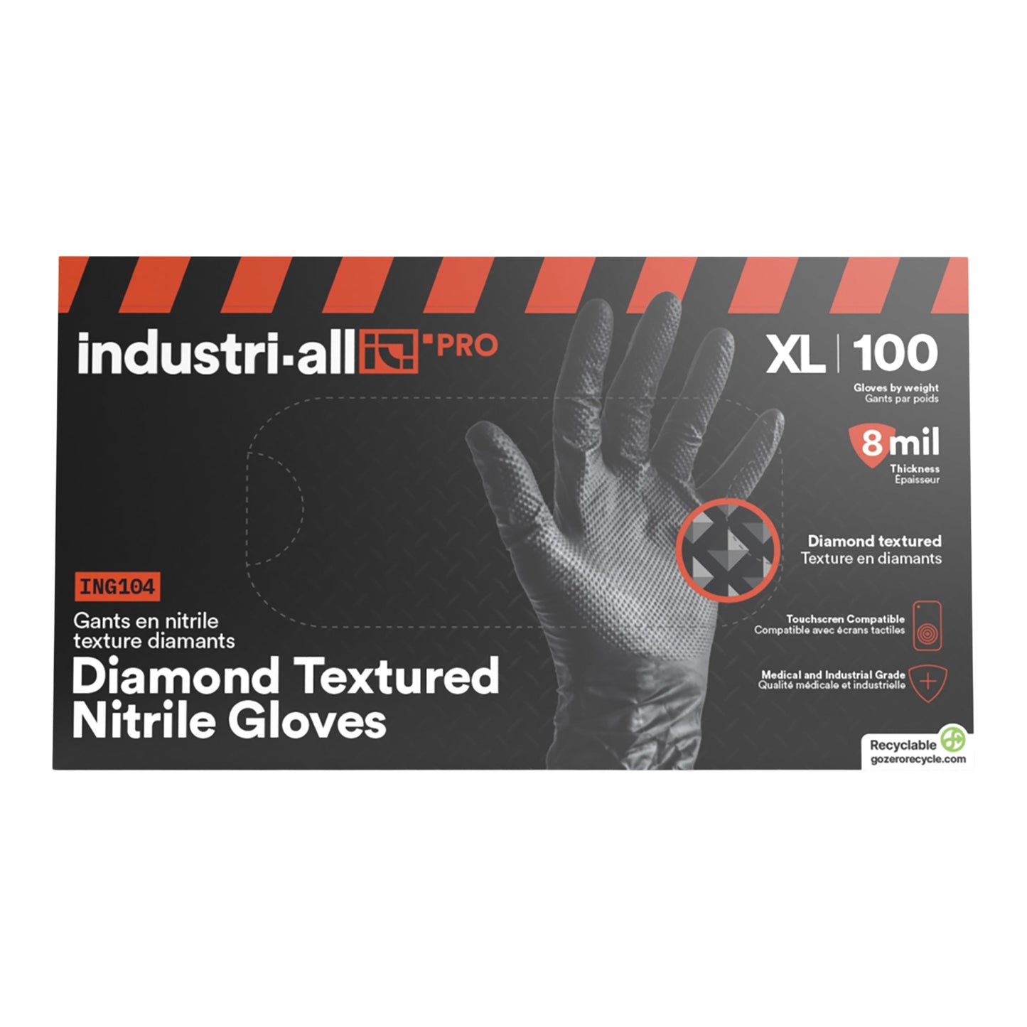 Industri-All Black Nitrile Gloves 8Mil 100 count, Extra Large Size - image 1