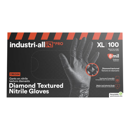Industri-All Black Nitrile Gloves 8Mil 100 count, Extra Large Size - image 1