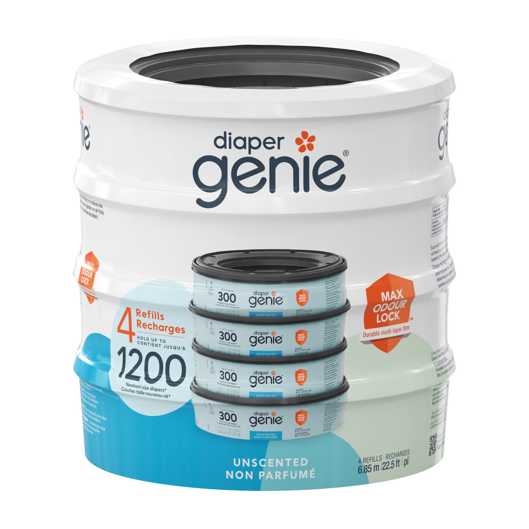 Diaper Genie Unscented Round Refill, 4-pack - image 1