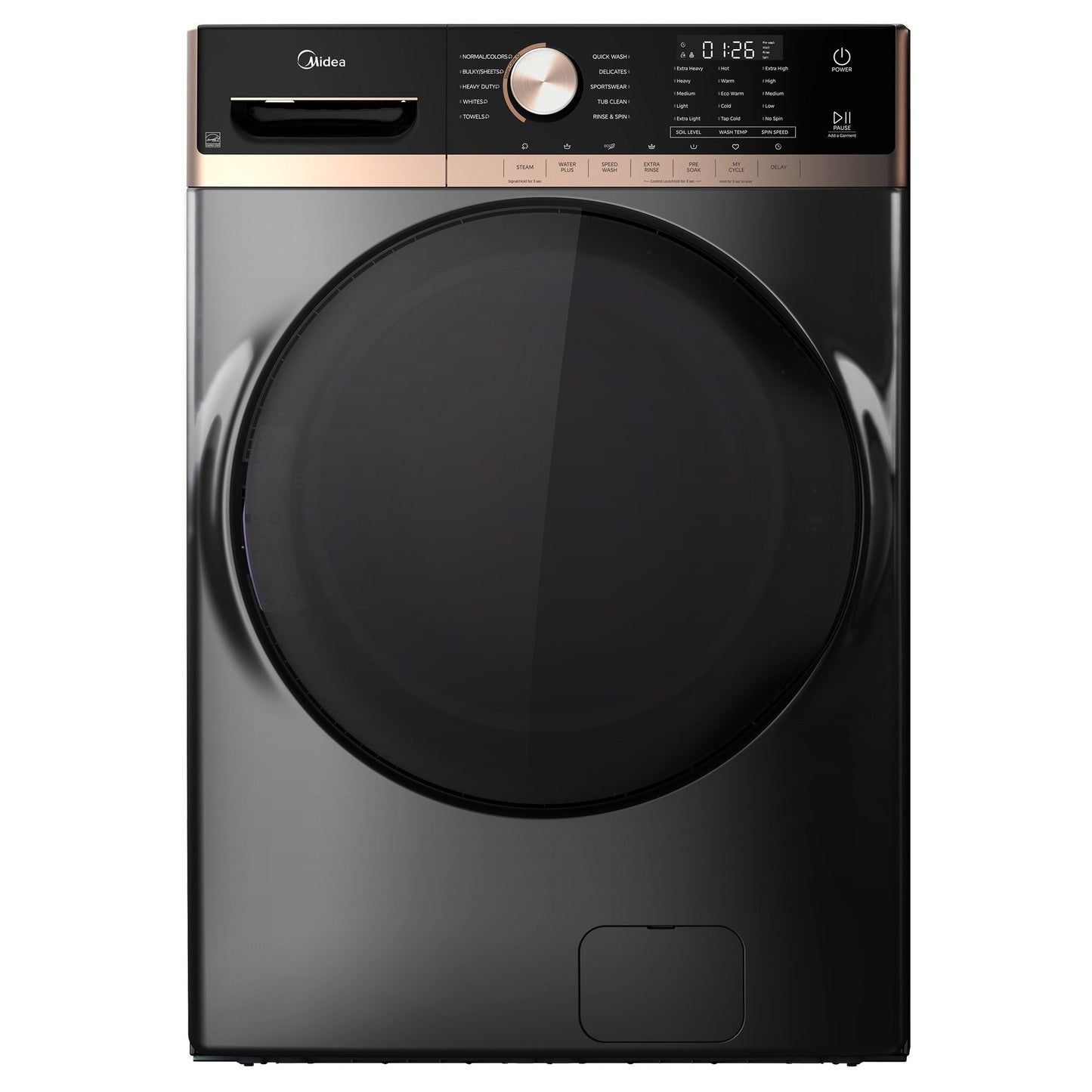 Midea 5.2 ft³ Metallic Grey Front Load Washer with Steam Care - image 1