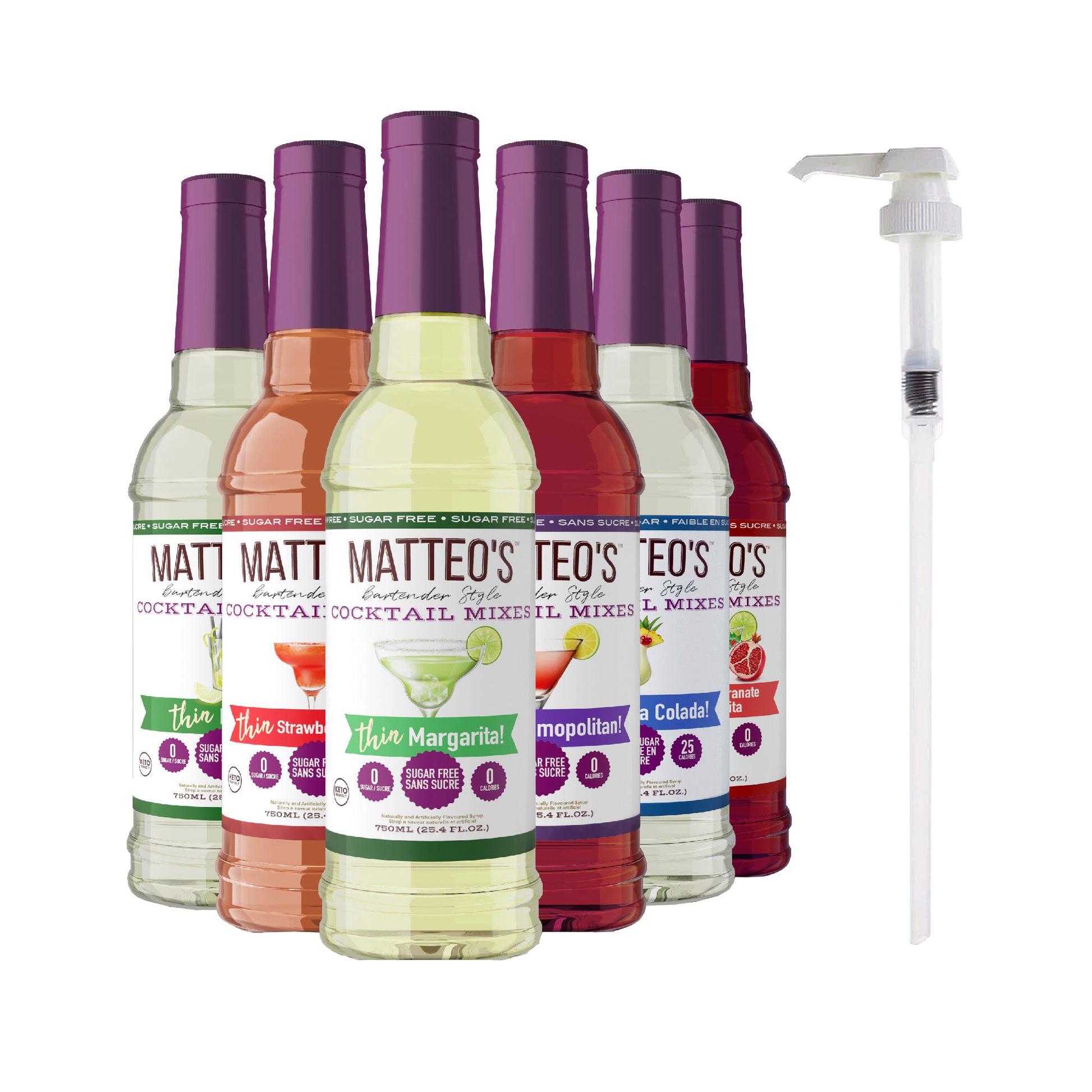 Matteo's Sugar-Free Cocktail Mix Variety Pack, 6 × 750 mL + 1 pump - image 1