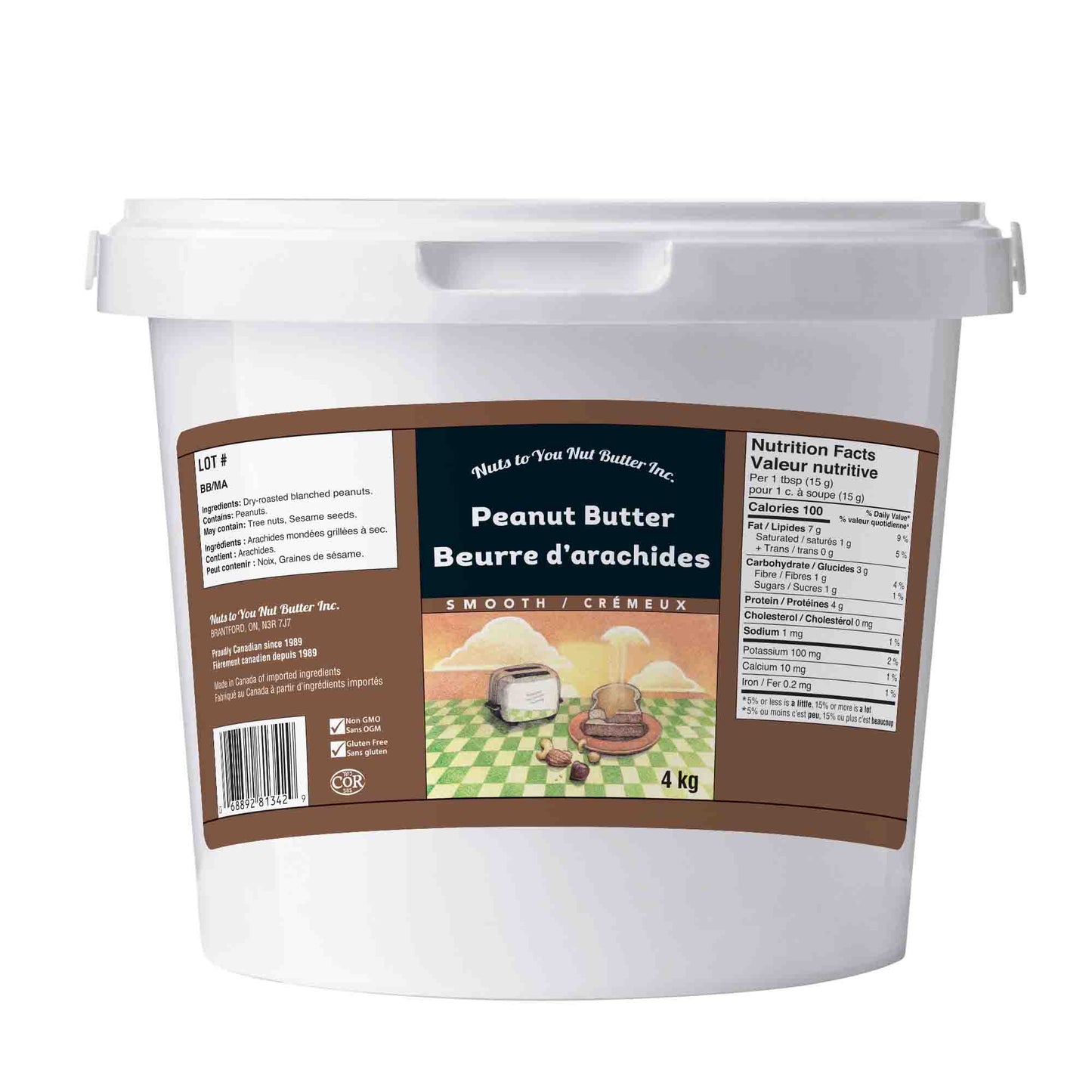 Nuts to You Nut Butter Inc. Peanut Butter Smooth, 4.09 KG - image 1
