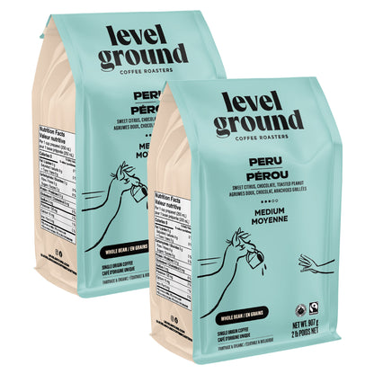 Level Ground Peru Medium Roast Organic Whole Bean Coffee, 2 × 907 g - image 1