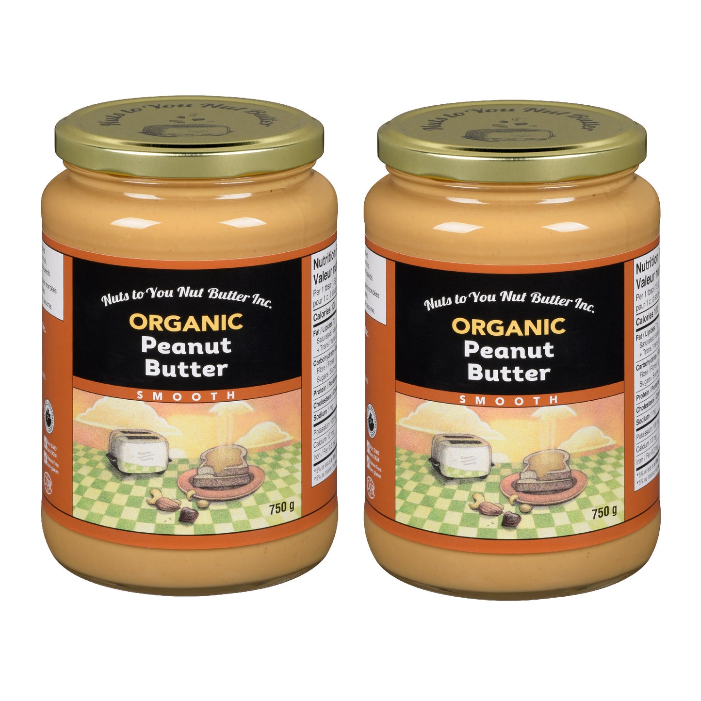 Nuts to You Organic Smooth Peanut Butter, 2 × 750 g - image 1