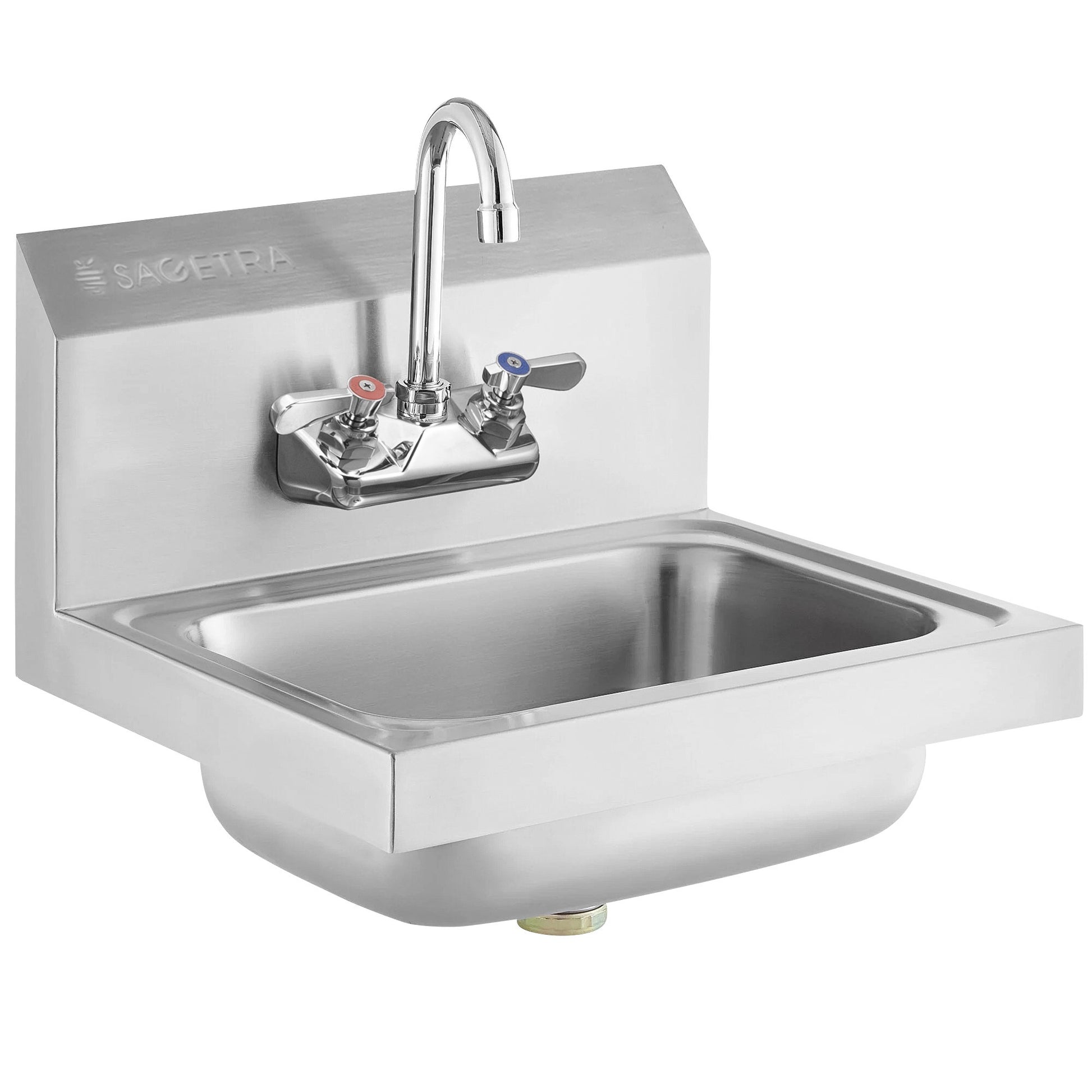 Sagetra Wall-Mounted Single Basin Hand Sink, 20 Gauge Stainless Steel - image 1