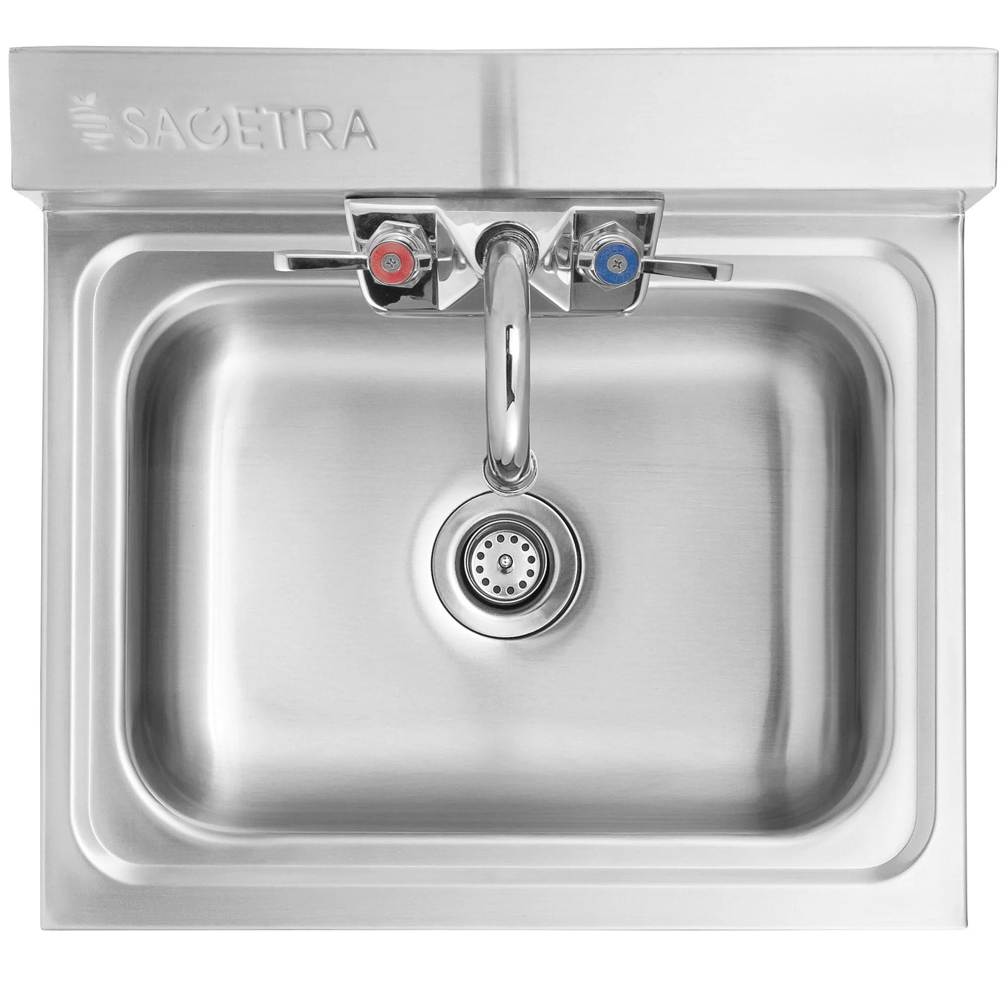 Sagetra Wall-Mounted Single Basin Hand Sink, 20 Gauge Stainless Steel - image 2