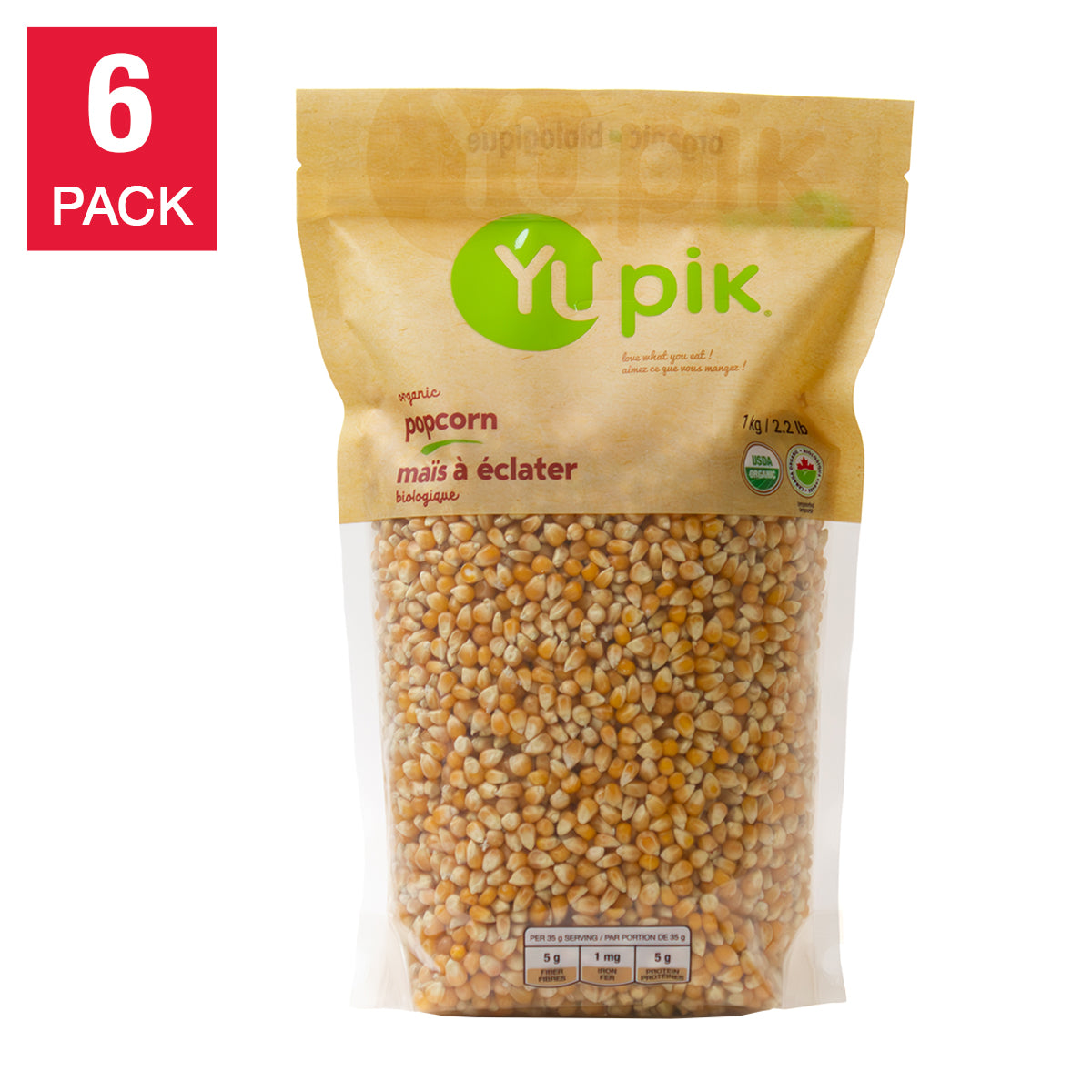 Yupik Organic Popcorn, 6 × 1 kg - image 1